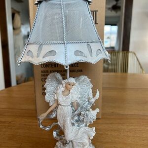 Home Interiors Angelic Lamp with Silver and Cream Details